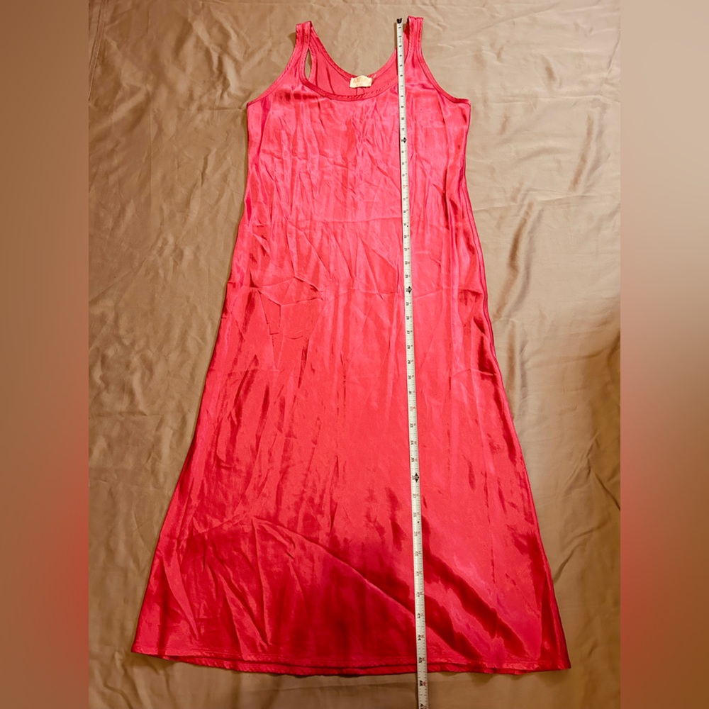 Nation LTD tank midi satin dress in pink color Size Medium - Picture 4 of 16